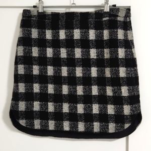 Madewell Grey Plaid Wool Skirt
